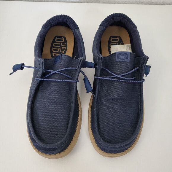 HEY DUDE Wally Waxed Canvas Mens 9 Navy Blue Casual Shoes Water Resistant main image 8